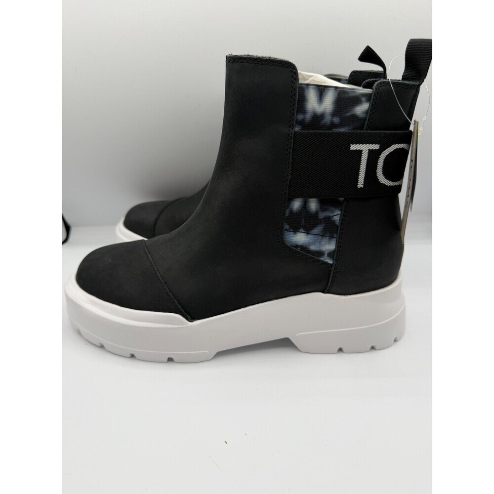 TOMS Women Alpargata Combat Boots Size 9 Black White Lug Sole NWT - Picture 2 of 11